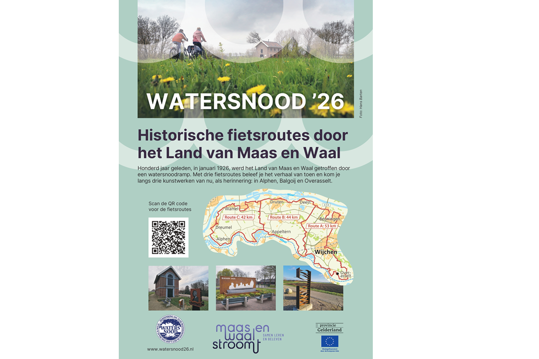 Feestelijke aftrap nieuwe fietsroutes "watersnood26" op 18 april
